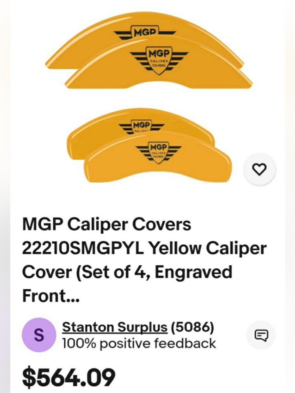 MPG Yellow Caliper Covers — Set of 4
